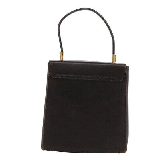 Salvatore Ferragamo Gancini Hand Bag Leather 2way Dark Brown Gold Auth 103214 - Picture 2 of 16